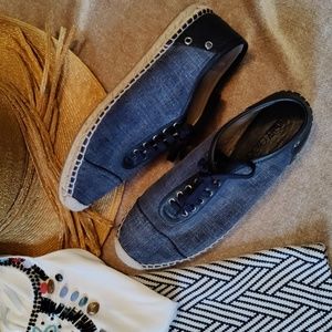 Jimmy Choo Denim & leather trim espadrilles - size 8.5